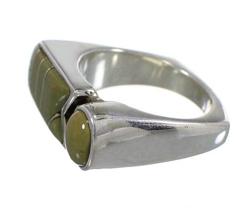 Turquoise Inlay Silver Southwestern Ring Size 7-1/4 QX84067